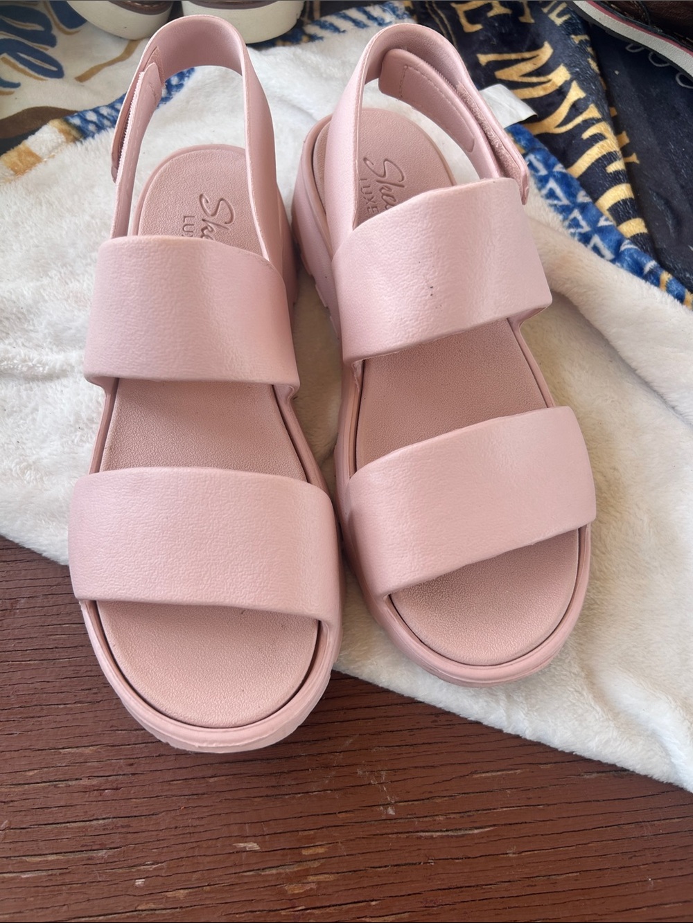 Skechers Ladies Blush Pink Double-Strap Slingback Sandals